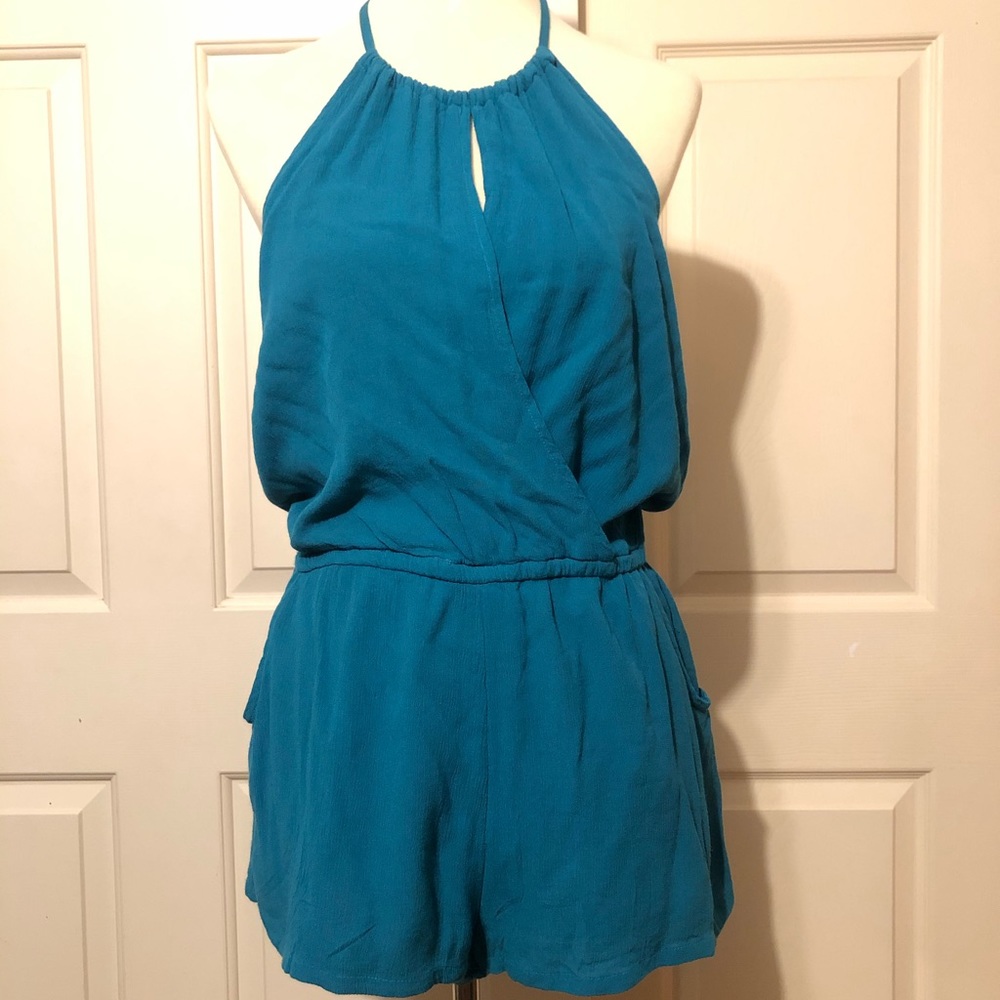 Roxy Blue Halter Top Romper, Size: M